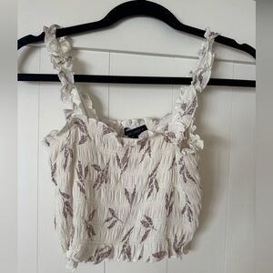 Chic White and Brown Textured Top